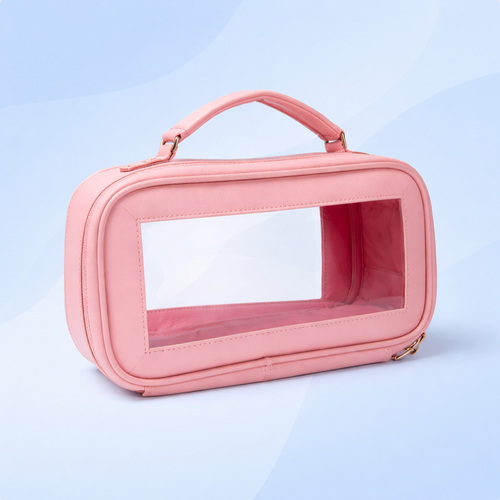 Leather Cosmetic Bag Transparent And Portable